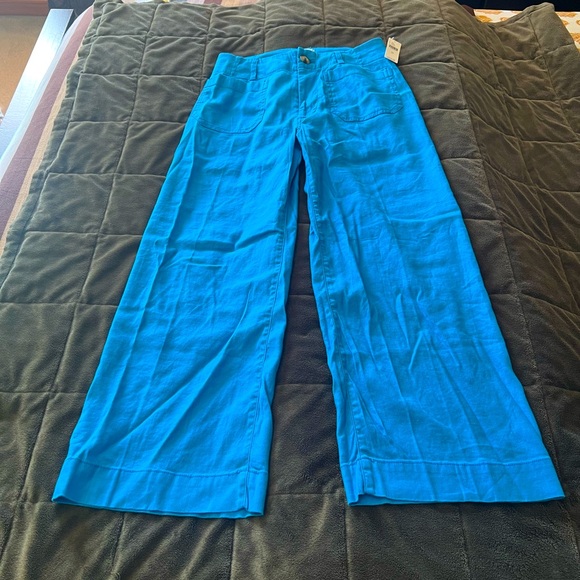 NWT Anthropologie Maeve The Colette Cropped Wide-Leg Pants Linen Sky Blue New - Picture 9 of 9